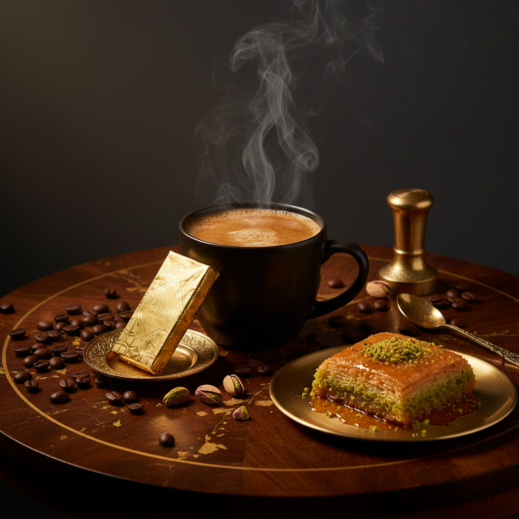 Dubai Chocolate coffee lifestyle photo
